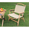 OEM logo Customized beech wood Armrest outdoor foldable wooden folding kermit camping chair